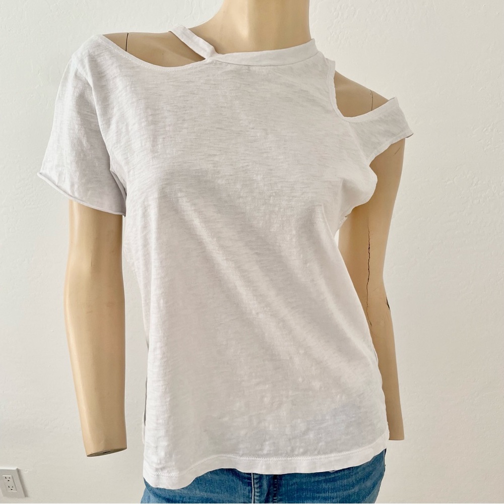 LNA- white cold shoulder white tee- small - Picture 8 of 12